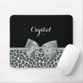 Elegant Gray Jaguar Print Hübsch Name Silver Bow Mousepad (Mit Mouse)