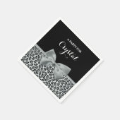 Elegant Gray Jaguar Print Hübsch Name Silver Bow Serviette (Ecke)