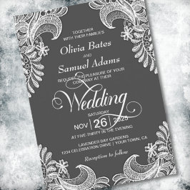 Elegant Gray Lace Wedding Einladung