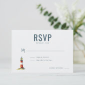 Elegant Gray Lighthouse RSVP Karte (Stehend Vorderseite)
