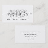 Elegant Gray Luxe Glam Script Monogram Visitenkarte (Vorne/Hinten)