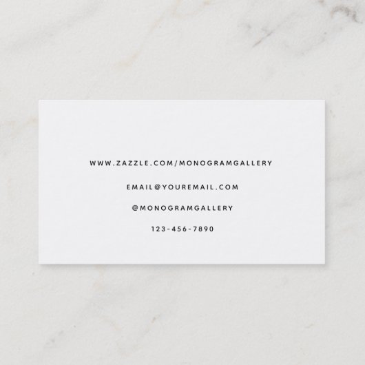 Elegant Gray Luxe Glam Script Monogram Visitenkarte (Rückseite)