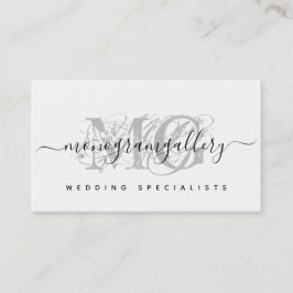 Elegant Gray Luxe Glam Script Monogram Visitenkarte