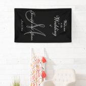 Elegant Gray M Initial und Names Wedding Banner (Insitu)