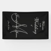 Elegant Gray M Initial und Names Wedding Banner (Horizontal)