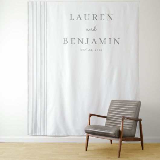 Elegant Gray Minimalist Lines Wandteppich (Beispiel)