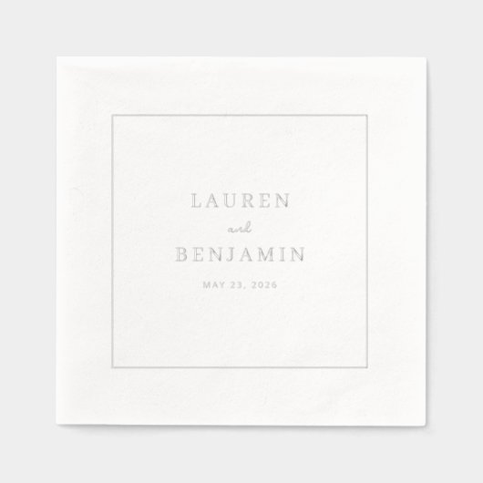 Elegant Gray Minimalist Names Servietten Mit Folie (Vorderseite)