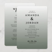 Elegant Gray Minimalist Wedding Ceremony Programm (Vorne/Hinten)