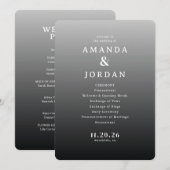 Elegant Gray Minimalist Wedding Ceremony Programm (Vorne/Hinten)