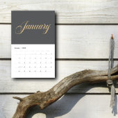 Elegant Gray Minimalistisch| Gold Script Letters Kalender