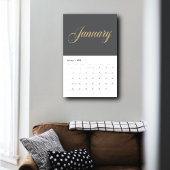 Elegant Gray Minimalistisch| Gold Script Letters Kalender