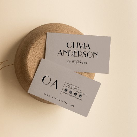 Elegant Gray Minimalistisch Nuetral Boho Chic Mode Visitenkarte