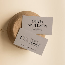 Elegant Gray Minimalistisch Nuetral Boho Chic Mode Visitenkarte