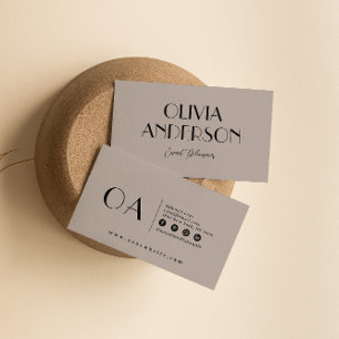 Elegant Gray Minimalistisch Nuetral Boho Chic Mode Visitenkarte