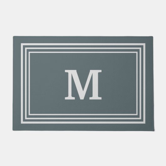 Elegant Gray Mit Monogramm Doormat Fußmatte (Vorderseite)