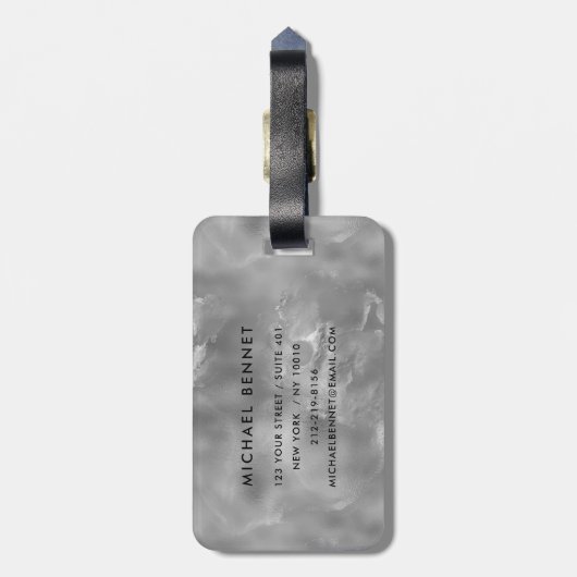 Elegant Gray Mit Monogramm Gepäckanhänger (Rückseite vertikal)