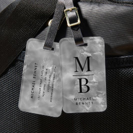 Elegant Gray Mit Monogramm Gepäckanhänger
