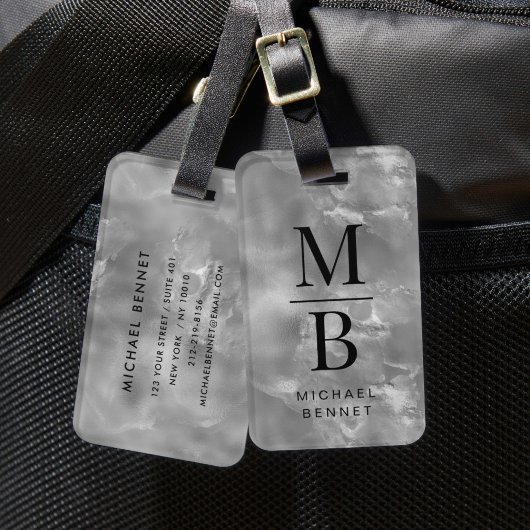 Elegant Gray Mit Monogramm Gepäckanhänger