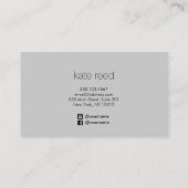 Elegant Gray Modern Gold gestreift Visitenkarte (Rückseite)