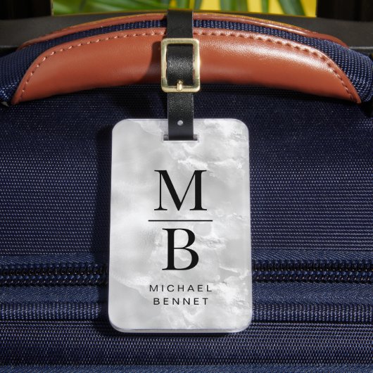 Elegant Gray Monogram Gepäckanhänger (Vorderseite Insitu 2)