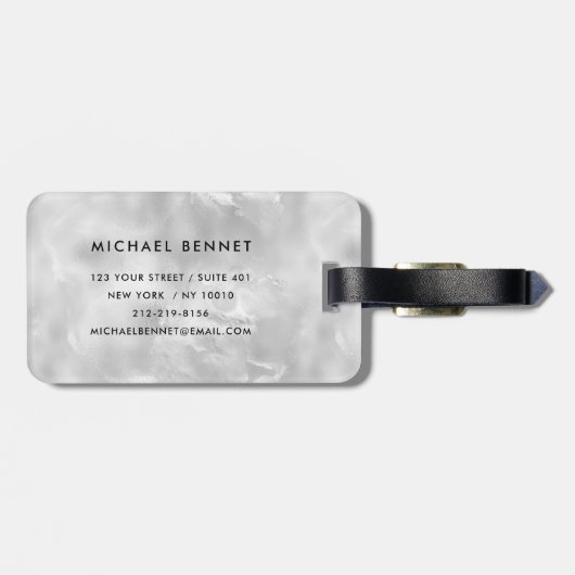 Elegant Gray Monogram Gepäckanhänger (Rückseite horizontal)