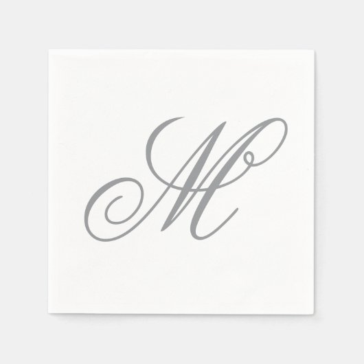 Elegant Gray Monogram Serviette (Vorderseite)