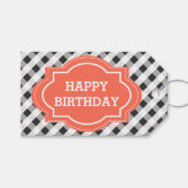 Elegant Gray Orange Personalisiert Happy Birthday Geschenkanhänger (Vorderseite (Horizontal))