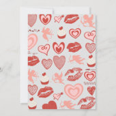 Elegant Gray Red Hearts Einladungen zum 53. Geburt (Rückseite)