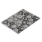 Elegant Gray Roses on Black Journal – Moody Floral Notizblock (Linke Seite)