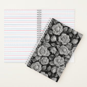 Elegant Gray Roses on Black Journal – Moody Floral Notizblock (Innen)