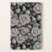 Elegant Gray Roses on Black Journal – Moody Floral Notizblock (Rückseite)