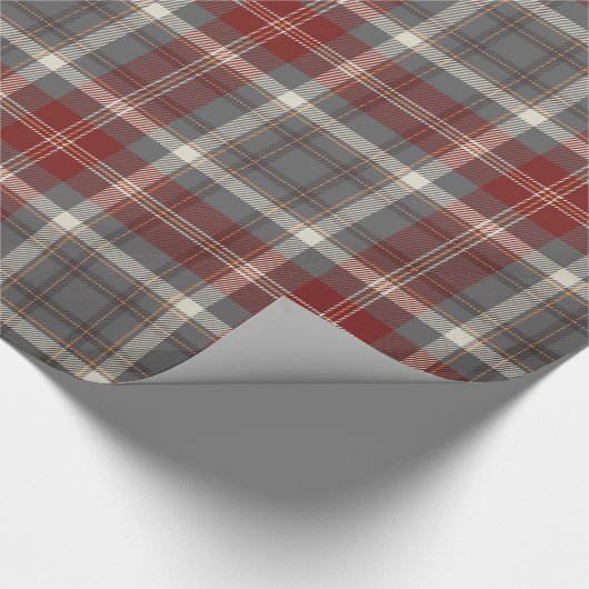 Elegant Gray | Rot | Beige Kariert Checked Geschenkpapier (Ecke)