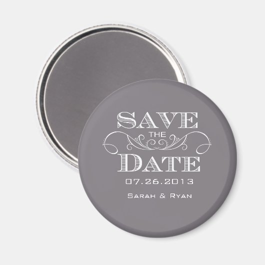 Elegant Gray Save the Date Magnet (Vorderseite/Rückseite)