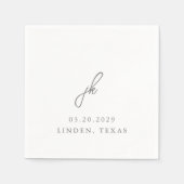 Elegant Gray Script Monogram Wedding Serviette (Vorderseite)