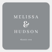 Elegant Gray Serif Wedding Thank You Sticker (Vorderseite)