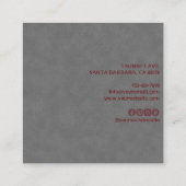 Elegant Gray Süede Leather Texture Beruflich Quadratische Visitenkarte (Rückseite)