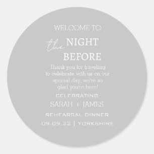 Elegant Gray the Night Before Wedding Vielen Dank Runder Aufkleber