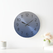 Elegant Gray to Blue Ombre Gradient Große Wanduhr (Zuhause)