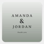Elegant Gray Typographic Thank You Quadratischer Aufkleber (Vorderseite)
