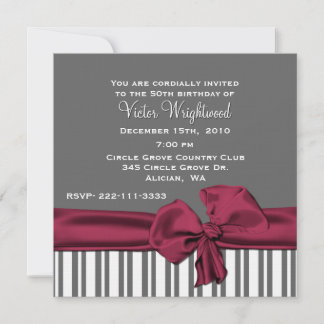 Elegant Gray und Maroon Birthday Einladung