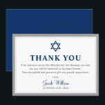 Elegant Gray und Navy Blue Bar Mitzvah Dankeskarte<br><div class="desc">Elegante Gray und Navy Blue Bar Mitzvah Dankeschön Karte</div>