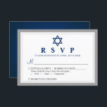 Elegant Gray und Navy Blue Bar Mitzvah RSVP Karte<br><div class="desc">Elegante,  graue und blaue Bar Mitzvah RSVP-Karte</div>