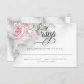 Elegant Gray Watercolor Roses BarefootBride™ RSVP Karte (Vorne/Hinten)