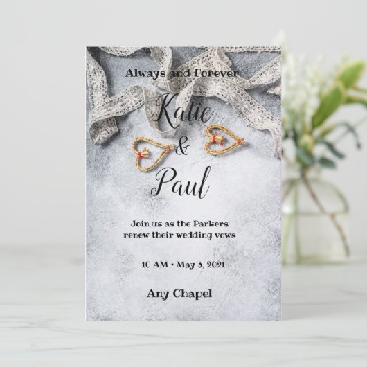 Elegant Gray Wedding Einladung (Stehend Vorderseite)