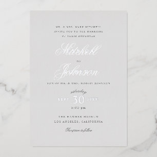 Elegant Gray Wedding Silver Folieneinladung