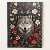 Elegant Gray Wolf Floral Planer (Rückseite)