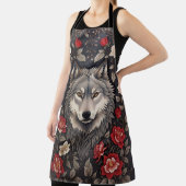 Elegant Gray Wolf Floral Schürze (InSitu)