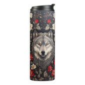 Elegant Gray Wolf Floral Thermosbecher (Nach links gedreht)