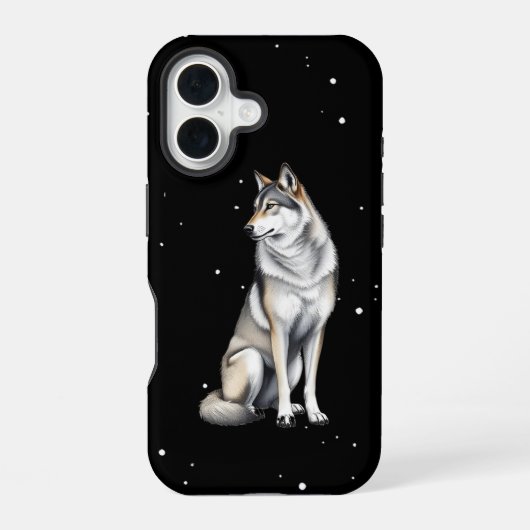 Elegant Gray Wolf iPhone 16 Hülle (Rückseite)