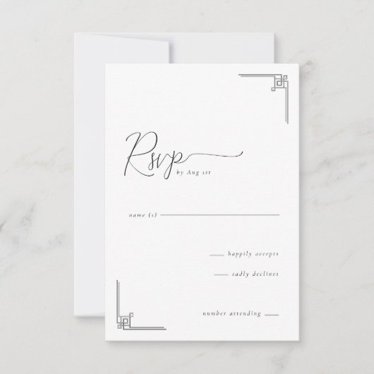 Elegant Grayscale Geometric RSVP (Vorderseite)